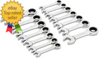 14 Pc  12 Point Stubby Ratcheting Sae metric Combination Wrench Set - 85206