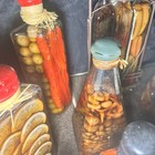 Decorative Glass Bottles With Peppers  Citrus spices Kitchen Art Set Fast Ship 