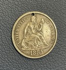 1885 Silver Seated Liberty Dime - Highly Detailed Love Token