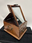 Antique Asian Hardwood Vanity Box With Folding Mirror And Drawers