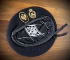 Vintage Spanish Army Military Black Beret 1950   s  Size 57