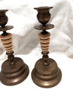 Set Of 2 Vintage Silvestri Retro Solid Brass   Ivory Beehive Candlestick Holders