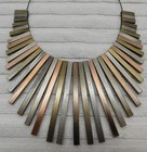 Fringe Multi Color Copper Brass Nickel Metal Bar Necklace 16  Adjustable To 19 