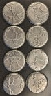 Set Of 8 Vintage Mcm Floral-design Aluminum Coasters 