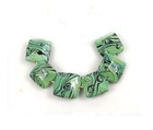 6 Handmade Lampwork Glass Green Ocean Swirl Square Beads 16mm