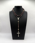Vintage Italy Murano Style Purple Glass 36  Rosary Ornate Silver Crucifix Beads