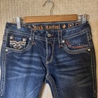 Rock Revival Betty Womens Jeans Embellished Thick Stitch Whiskering Sz-27