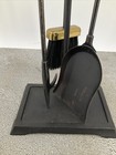 Mid-century Modern Brass And Iron Fireplace Tool Set 3 Piece W  Stand Usa