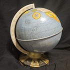 Vintage 1960 s Ohio Art Tin Litho Metal World Globe With Zodiac Signs Base 9 dia