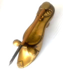 Antique Inkwell Gold Plated Shoe  Victorian - Original Glass Inkpot