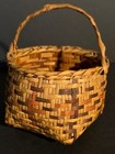 Rare Antique Chitimacha Single Weave Rivercane Handled Trinket Basket excellent 