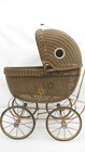 Antique Victorian Wicker Baby Stroller Doll Carriage 29  X 27  X 11  Ga