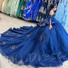 Glitter Royal Blue Quinceanera Dresses Formal Party Girls Princess Ball Gowns