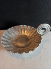Vintage Mid Century Hammered Aluminum Ruffled Floral Dish With Spiral Handle