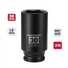 1 2  Drive Deep Impact Socket  Cr-mo  30mm  Metric  6 Point  Axle Nut Impact Gra