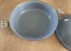 Homer Laughlin Fiesta Ware Blue Cassarole Serving Pan W  Silver Color Handles
