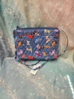 Vera Bradley Quilted Makeup Bag Wristlet Zipper Closure Wrist Strap Blue