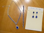 Crystalline-style Blue Rhinestone Necklace  Bracelet  Earrings Set
