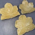 3 Senegal Fine China Yellow Green Leaf Poinsettia Saucer Trinket Dish Back Stamp