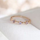 Vintage 5  Amethyst Gemstone 18k Gold Plated Retro Dainty Crystal Open Ring