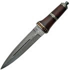 Damascus Dirk Knife 8 5  Steel Dagger Blade Brown Wood Handle With Antique Trim