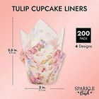 200 Pack Tulip Cupcake Liners  Floral Baking Cups For Birthday And Wedding
