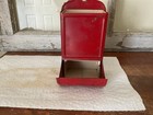 Antique Vintage Red Tin Wall Mount Match Holder 6    Tall