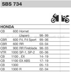 2x Pairs Honda Cbr900rr Fireblade 1998-2003 Sbs Sinter Front Brake Pads - 734rst