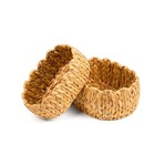 Set Of 2 Small Wicker Storage Basket  Oval Water Hyacinth Baskets For 