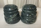 Pair Of Vintage Large Green Marble Stone Heavy Bookends 12 Ibs