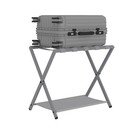Folding Luggage Rack Suitcase Stand With Shelf Nylon Straps Hotel Guest Grey