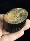 Antique Small Lidded Paper Mache Lacquer Snuff Box Rustic Folk Art Landscape