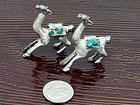 Vtg Miniature Metal Alpaca Llama Figurines Turquoise Stone Chip Saddle Peru