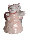 Vtg  Applause  Inc  Ballroom Cat Couple Ceramic Porcelain Teapot- No Box