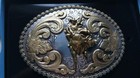 Nocona Belt Buckle Bull Rider Gold   Silver Tone Western Cowboy 3756641