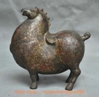 6 4  Ancient China Chinese Bronze Fengshui 12 Zodiac Year Fatter Horse Statue