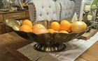 Large Vintage French Brass Jardiniere Compote Bowl Scalloped Hand Hammered 22 