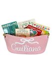 Baby Girl Gift Basket Empty  Baby Shower Coquette Pink Book Basket  Personalized