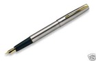 Parker Frontier Fountain Pen Stainless Steel   Gold Med Pt New In Bx Made In Usa