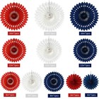 Beishida Honeycomb Round Paper Fans Red White Variety Pack  Red White Blue