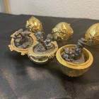 Michael Ricker Pewter Figures Signed Set Of 3 Gold Eggs Christmas Presents