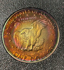 1973 S Proof Eisenhower Original Brown Box Ike Dollar 40  Silver  Monster Toned