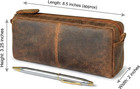 Leather Pencil Case For Men Women Full Grain Leather Pen Pouch Zipper Organizer