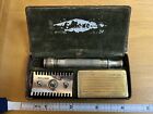 Vintage Antique Gillette Gold Tone Safety Razor W  Box Case