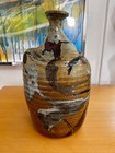 Large Vintage Studio Art Pottery Altered Brown Drip Glazes Rustic