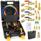 Hvac Manifold Gauge Set For R22 R32 410a 134a With Hose Kit   4 Ball Valves