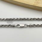 Italian Solid Rhodium Plated Rope Link Chain Necklace Thick 925 Silver Chain 3mm