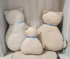 Vintage Fabric Handsewn Cottagecore Folk Art Kitty Cat Stuffed Figurines Quilted