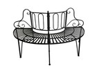 Metal Garden Bench Semi-circle Black Tree Wrap Chair Garden Decor Seat