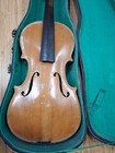 Vintage West German Pyrographic Violin Project Lot W  Arched Case Chinrest Rosin